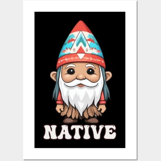 Kawaii Native American Indian Gnome Posters and Art